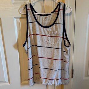 Old Navy Striped Tank Top with Pocket - Light Gray, Navy & Red,XL
